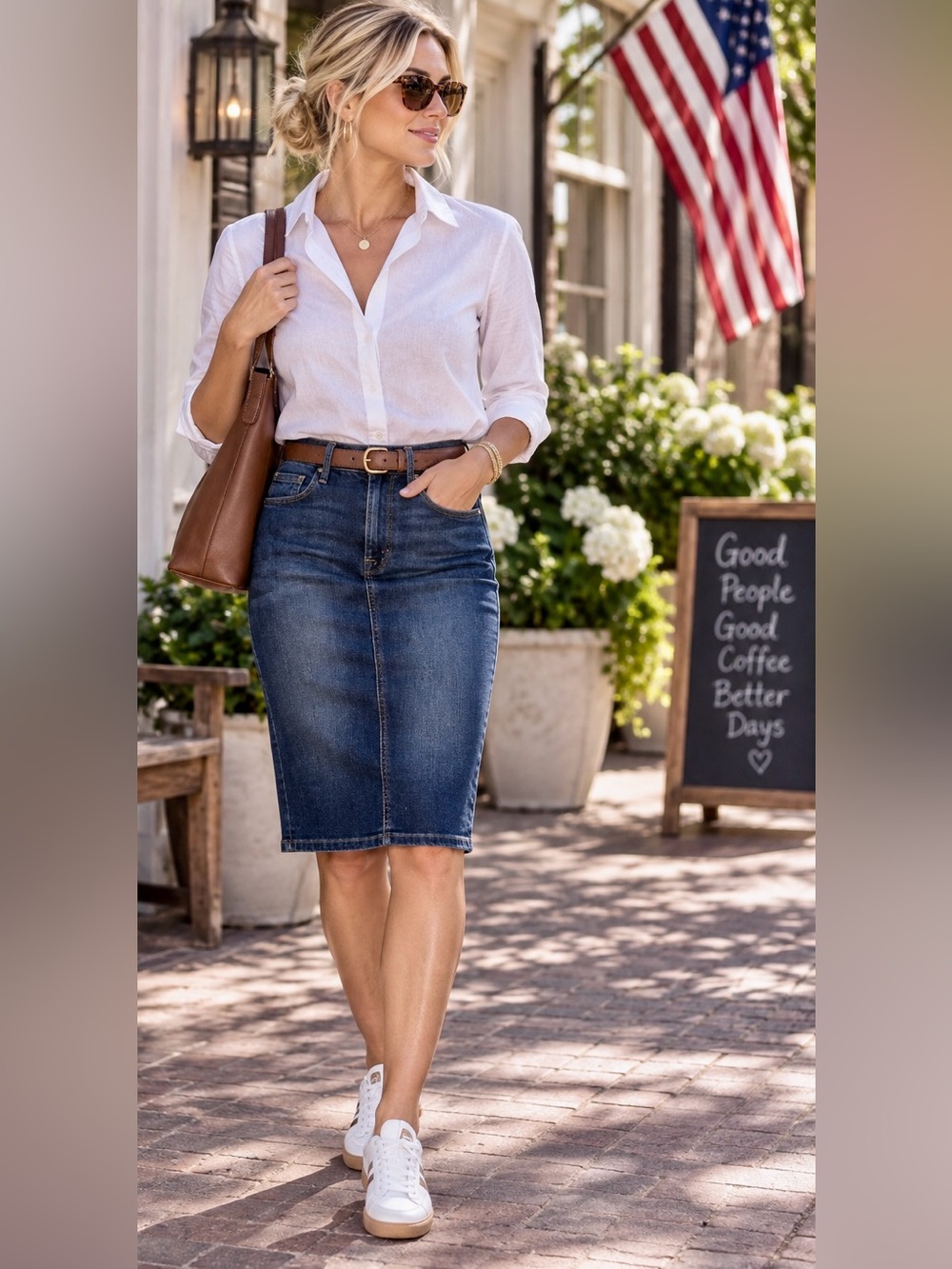 Good American Denim Pencil Skirt Size 2/25 Dark Wash Stretch